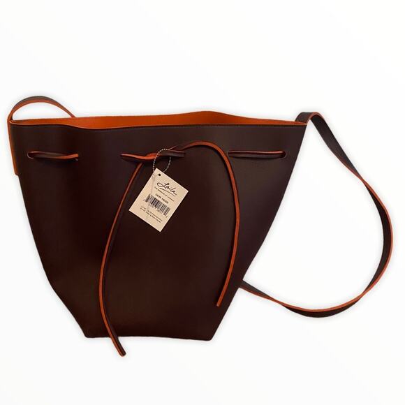 Aubergine and Orange Drawstring Bucket Bag - Picture 1 of 5